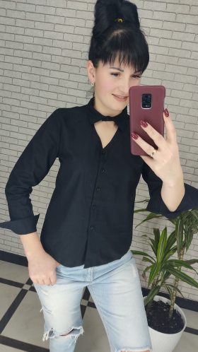 No Brand 3066-01 black (деми) рубашка женские