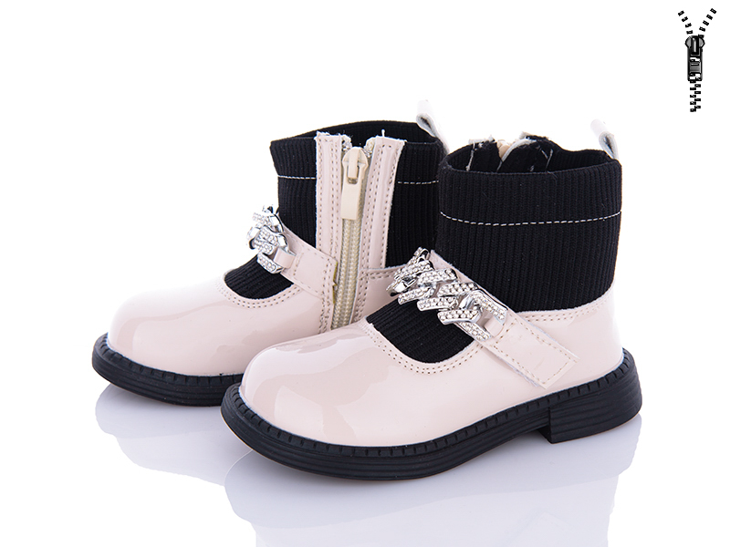 Clibee P715-2 black-beige (деми) ботинки детские