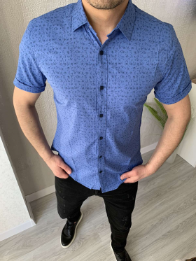 No Brand 5475 blue (лето) рубашка мужские