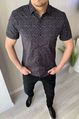 No Brand 5479 black (лето) рубашка мужские