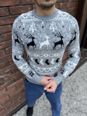 No Brand 3455 grey (зима) свитер мужские