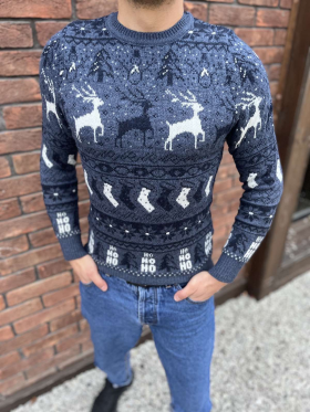 No Brand 3457 blue (зима) свитер мужские