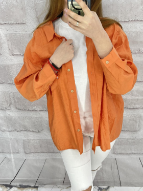 No Brand 23015 orange (деми) рубашка женские