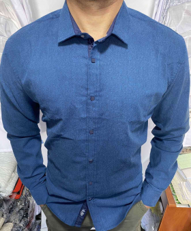 No Brand S3196 blue (деми) рубашка мужские