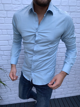 No Brand 32642 l.blue (деми) рубашка мужские