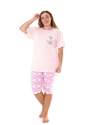 No Brand F115 pink батал (лето) пижама женские