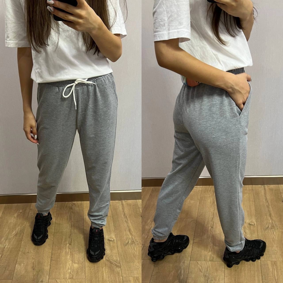 No Brand 202-1 grey (деми) штаны спорт женские