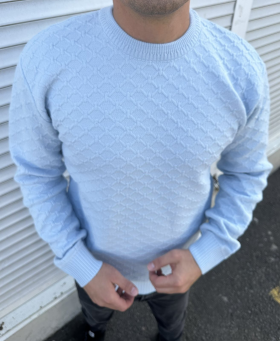 No Brand 33321 l.blue (зима) свитер мужские