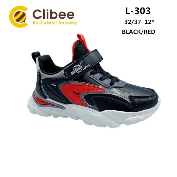 Clibee Apa-L303 black-red (деми) кроссовки детские