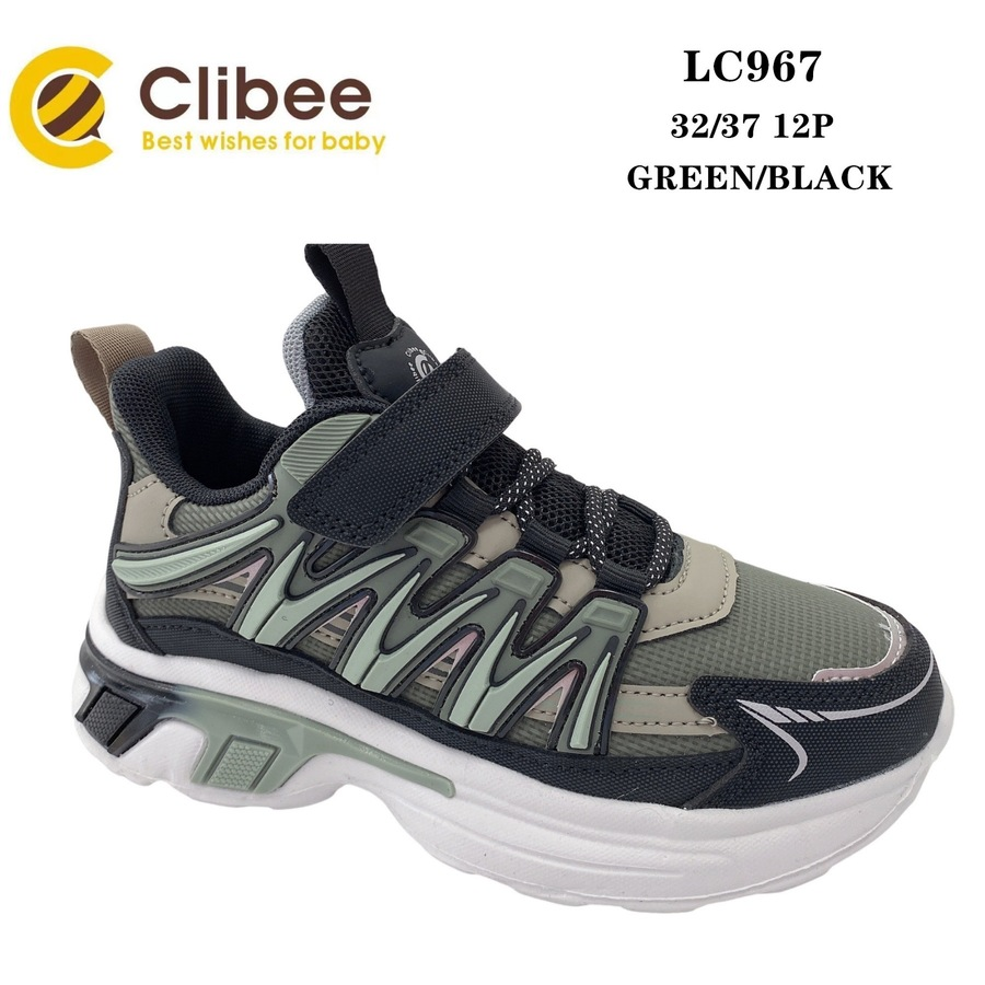 Clibee Apa-LC967 green-black (деми) кроссовки детские