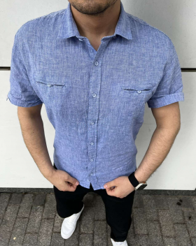 No Brand 1742 blue (лето) рубашка мужские