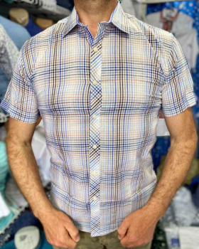 No Brand R3 blue-beige (лето) рубашка мужские