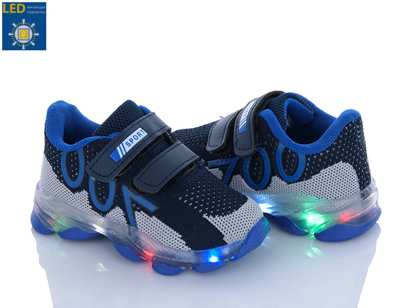 Fzd LC019-2 navy-sky blue LED (деми) кроссовки детские