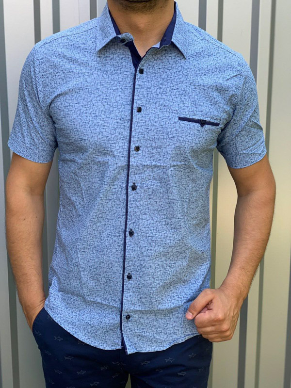 No Brand R18 l.blue (лето) рубашка мужские