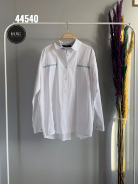 No Brand S085 white батал (деми) рубашка женские