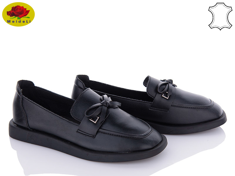 Meideli 6026-4 black (деми) туфли женские