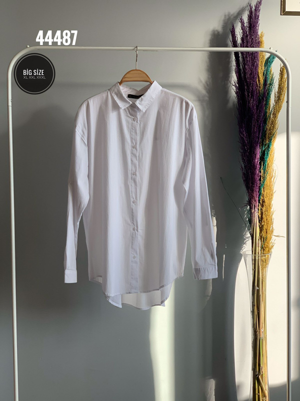 No Brand S087 white батал (деми) рубашка женские