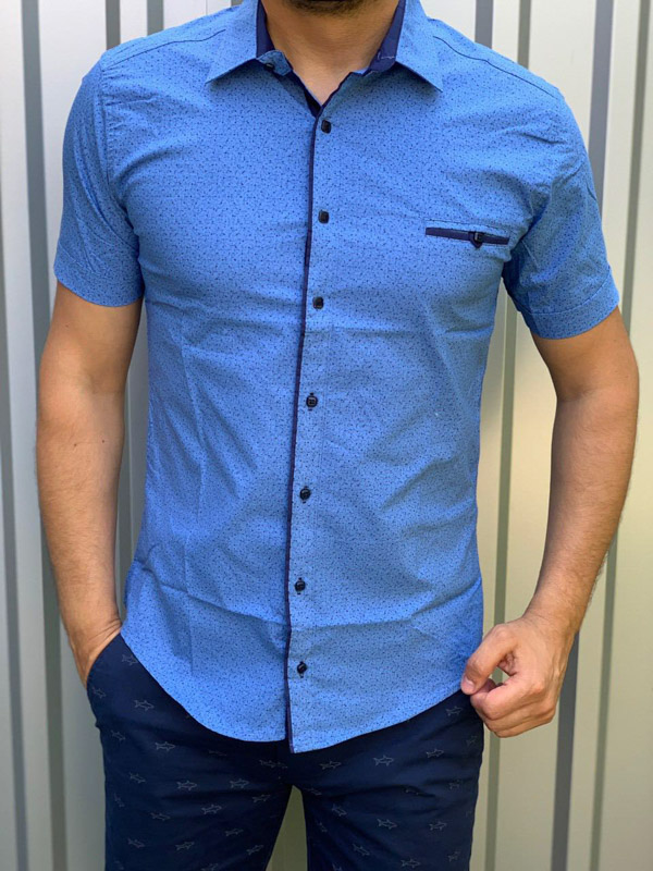 No Brand R23 blue (лето) рубашка мужские
