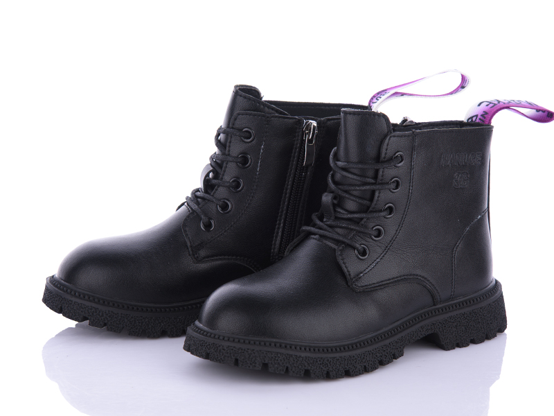 Angel Y90-0279B black-purple (деми) ботинки детские