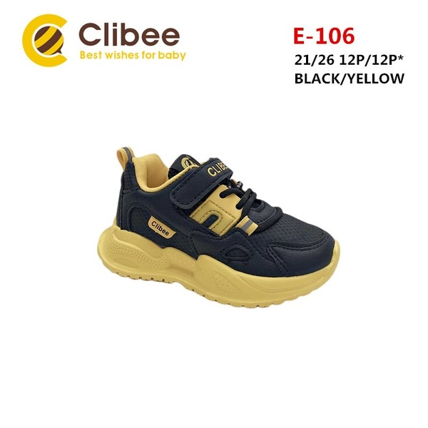 Clibee Apa-E106 black-yellow (деми) кроссовки детские