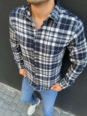 No Brand S3294 blue (деми) рубашка мужские