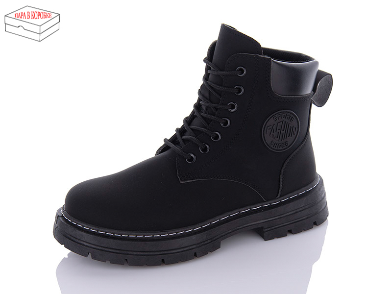 No Brand D001 black (деми) ботинки мужские