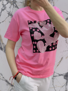 No Brand 4729 pink (лето) футболка женские