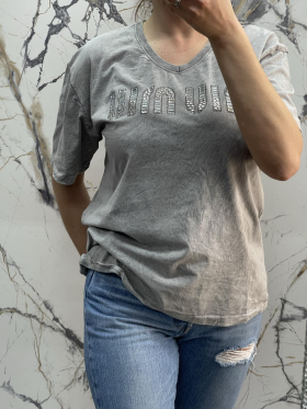No Brand 4744 grey (лето) футболка женские