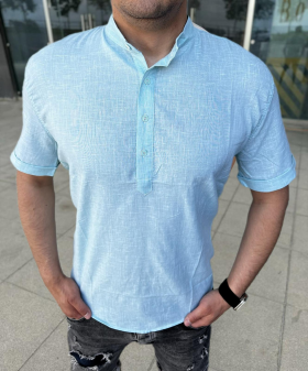 No Brand 34018 l.blue (лето) рубашка мужские