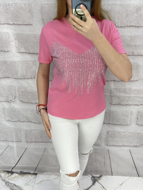 No Brand 4746 pink (лето) футболка женские