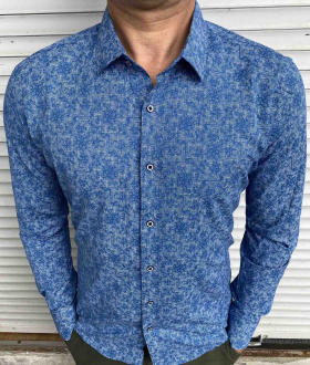 No Brand 32853 blue (деми) рубашка мужские
