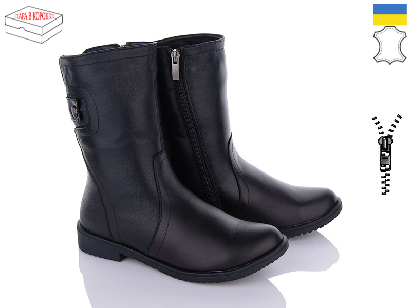 Crumina 1003 чорний (зима) ботинки женские