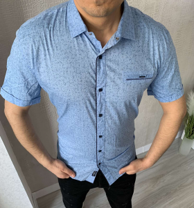 No Brand 5473 l.blue (лето) рубашка мужские