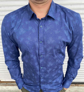 No Brand 32856 blue (деми) рубашка мужские