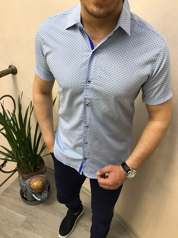 No Brand S1216 blue (літо) сорочка чоловіча