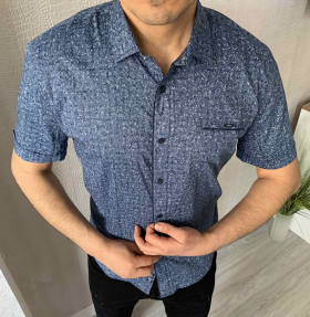 No Brand 5474 blue (лето) рубашка мужские