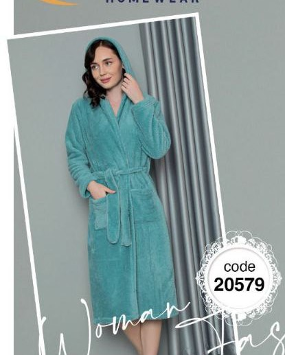 No Brand 20579 l.blue (зима) халат женские