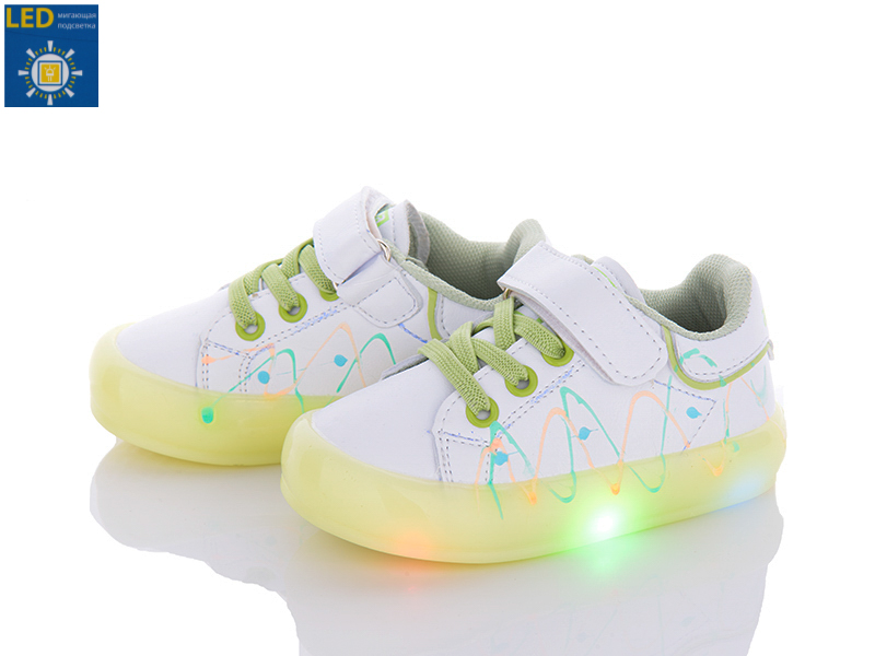 Apawwa N57-2 white-green LED (демі) кросівки дитячі