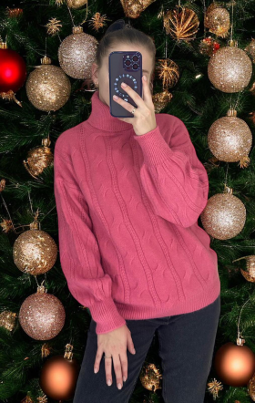 No Brand 26409 pink (зима) свитер женские