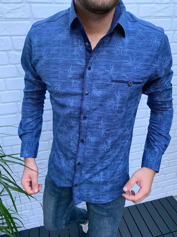 No Brand R502 blue (деми) рубашка мужские