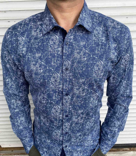 No Brand 32860 blue (деми) рубашка мужские