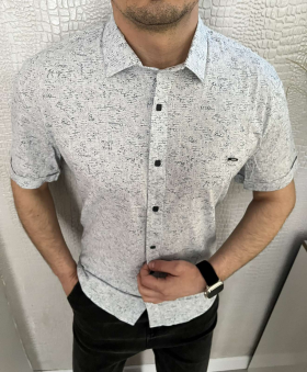 No Brand 1614 grey (лето) рубашка мужские