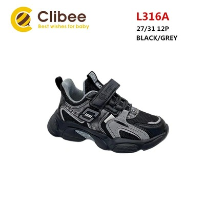 Clibee Apa-L316A black-grey (демі) кросівки дитячі