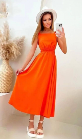 No Brand 105 orange (лето) платье женские