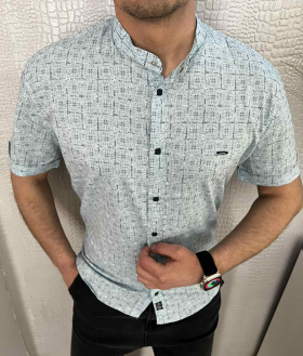 No Brand 1622 l.blue (лето) рубашка мужские