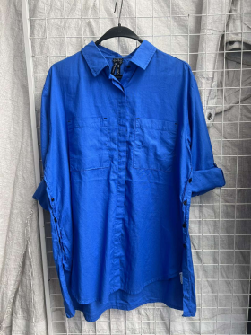 No Brand 2541 blue (деми) рубашка женские