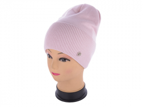 No Brand Котон фліс 001 l.pink (зима) шапка жіночі