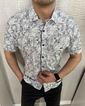 No Brand 1626 white (лето) рубашка мужские