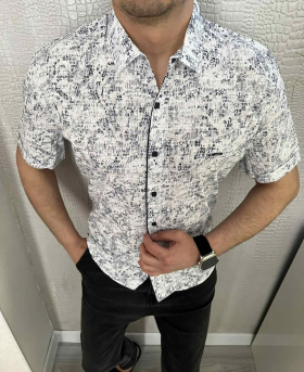 No Brand 1627 white (лето) рубашка мужские