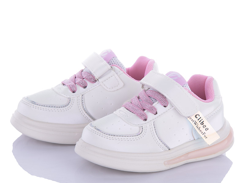 Clibee E82 white-pink (деми) кроссовки детские